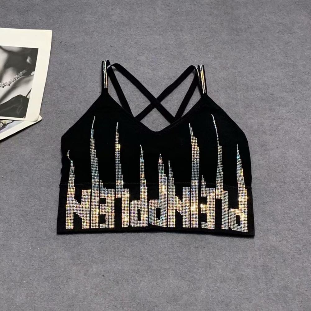 T Shirt Bra Seamless - Casual Solid Color Tank Top Rhinestone-embellished