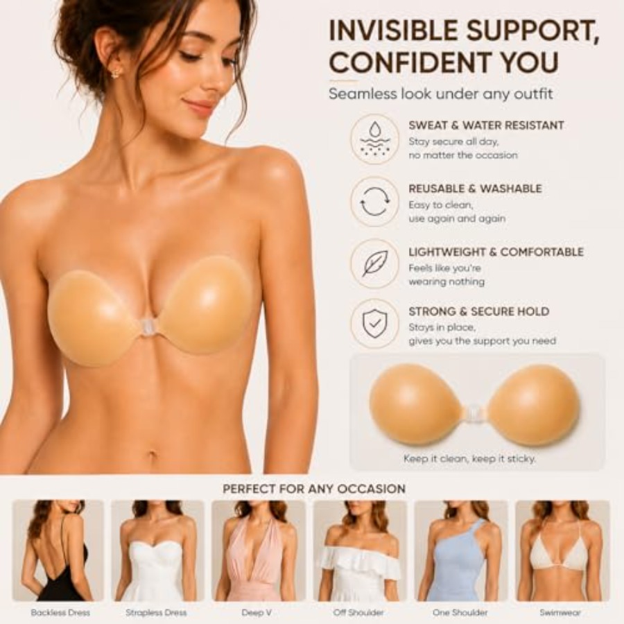 Hasimor Sticky Bra Ultra Thin  - Push Up Bra Silicone 评论和价格