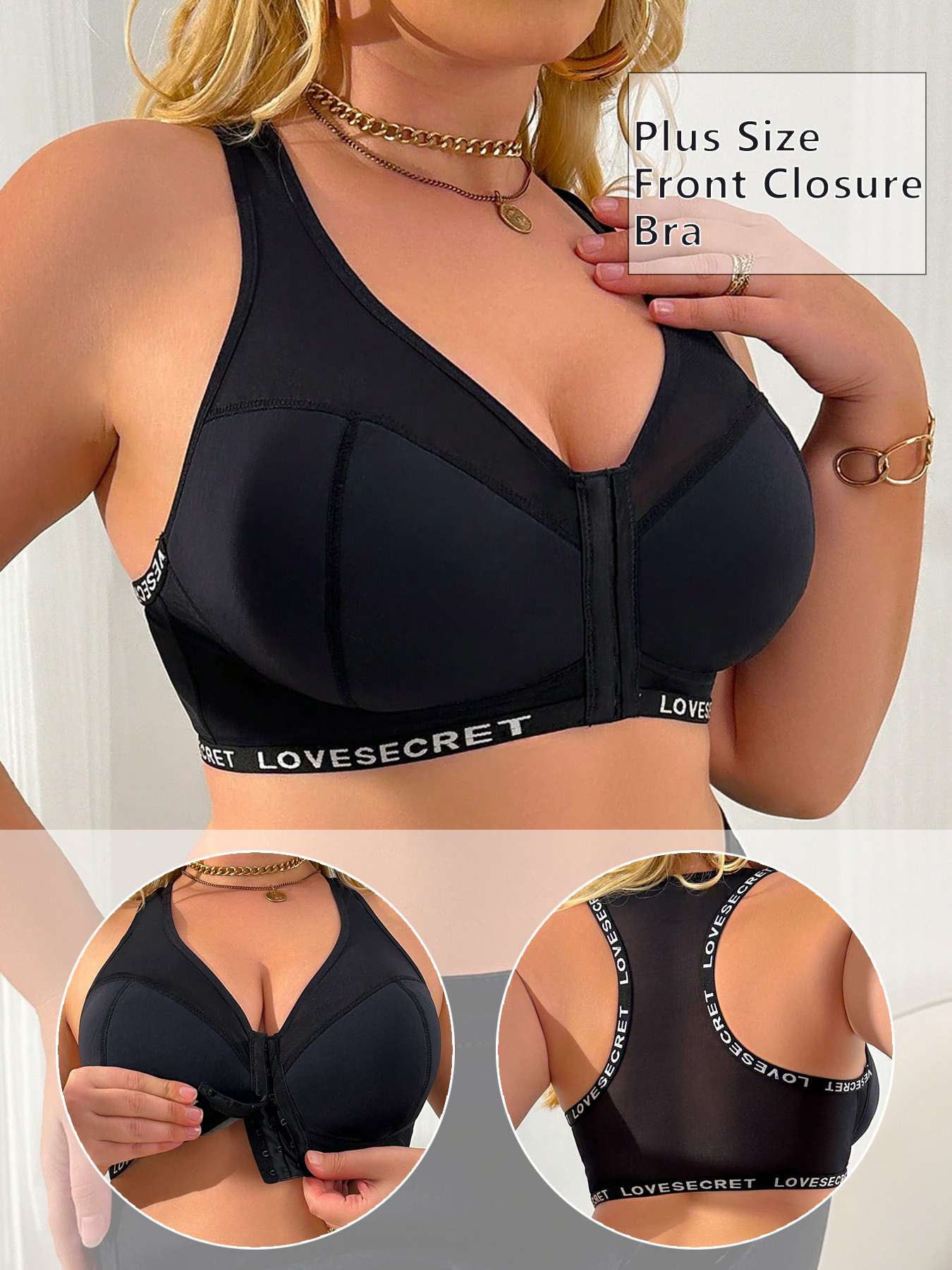 Women Plus Size Lace Bra Front - Wirefree Bra Comfort 评论和价格