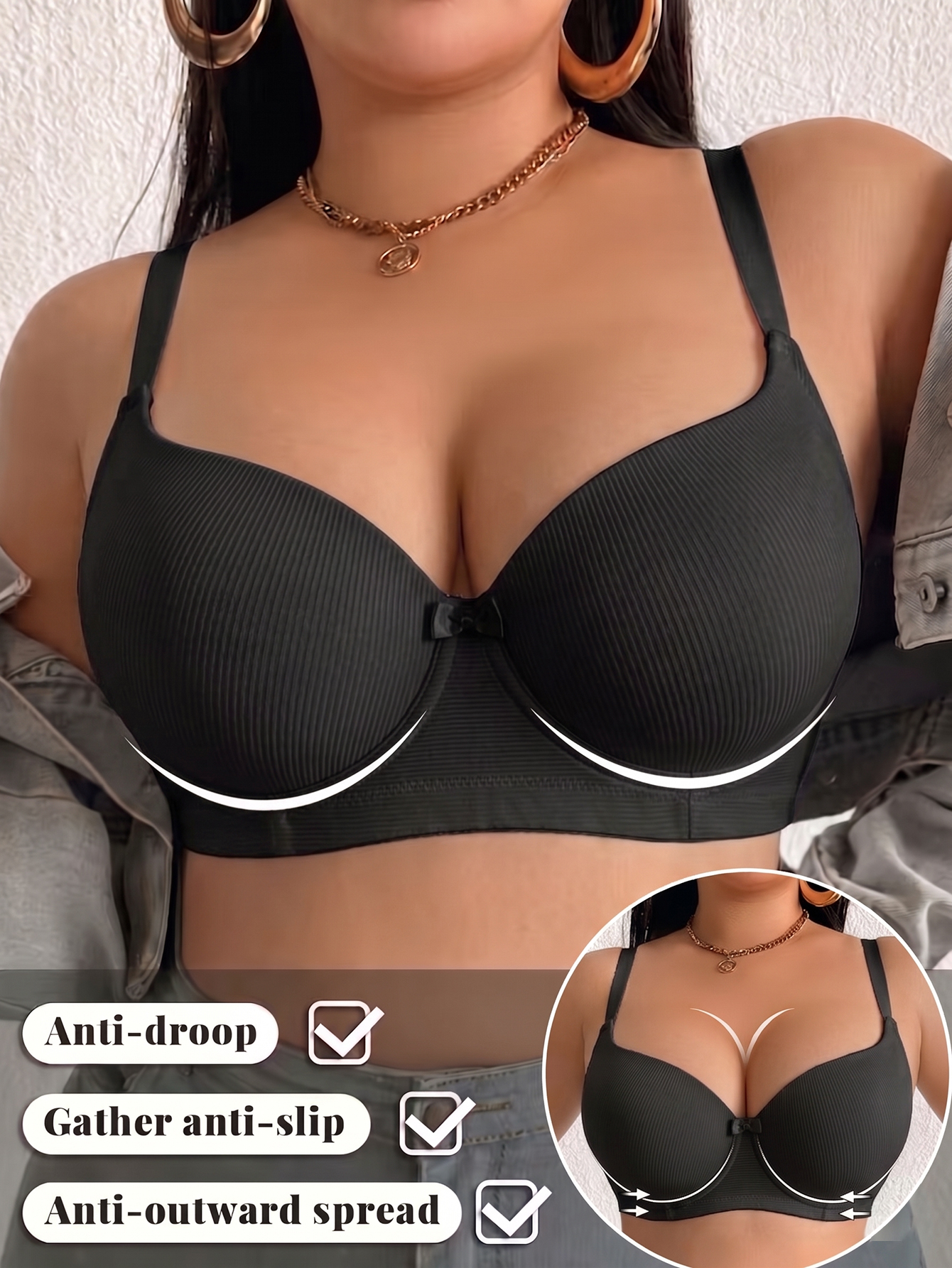 Plus Size Women Bra Thin Cup U - Plunge Bra Push Up 评论和价格
