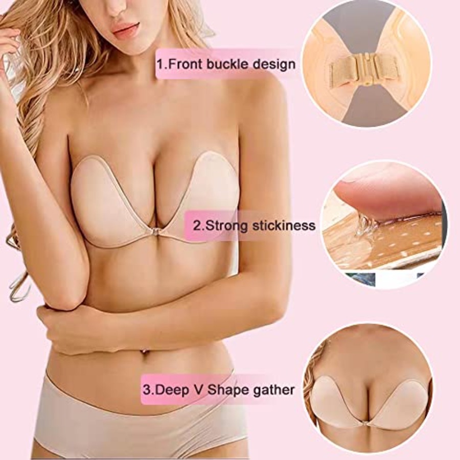 Hasimor 2 PCS Strapless Adhesi - Push Up Bra Silicone 评论和价格