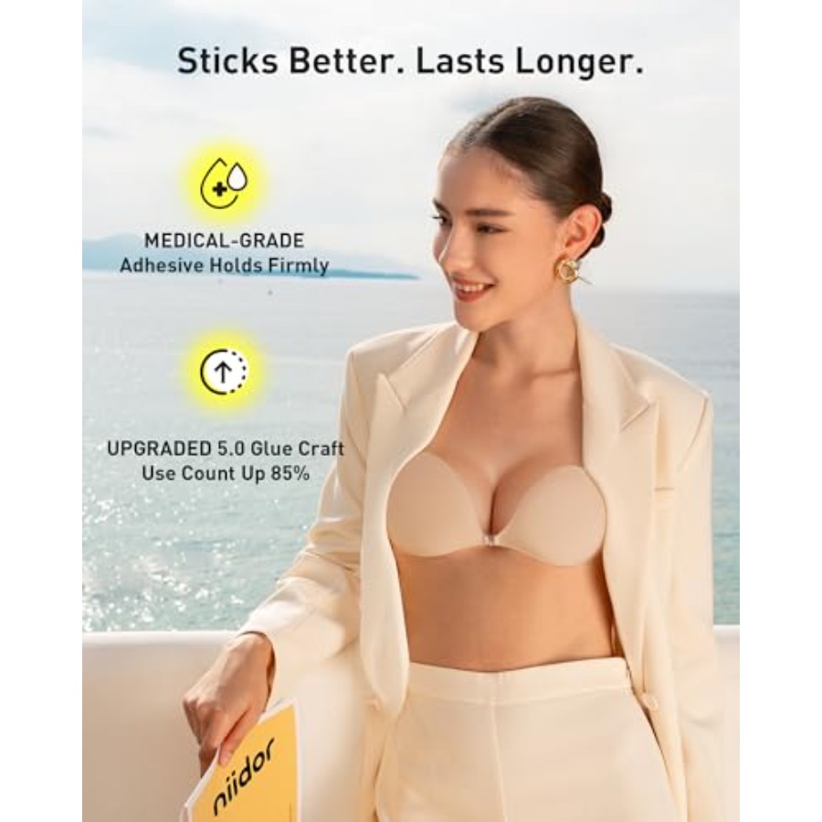 Niidor Adhesive Bra Strapless  - Push Up Bra Silicone 评论和价格