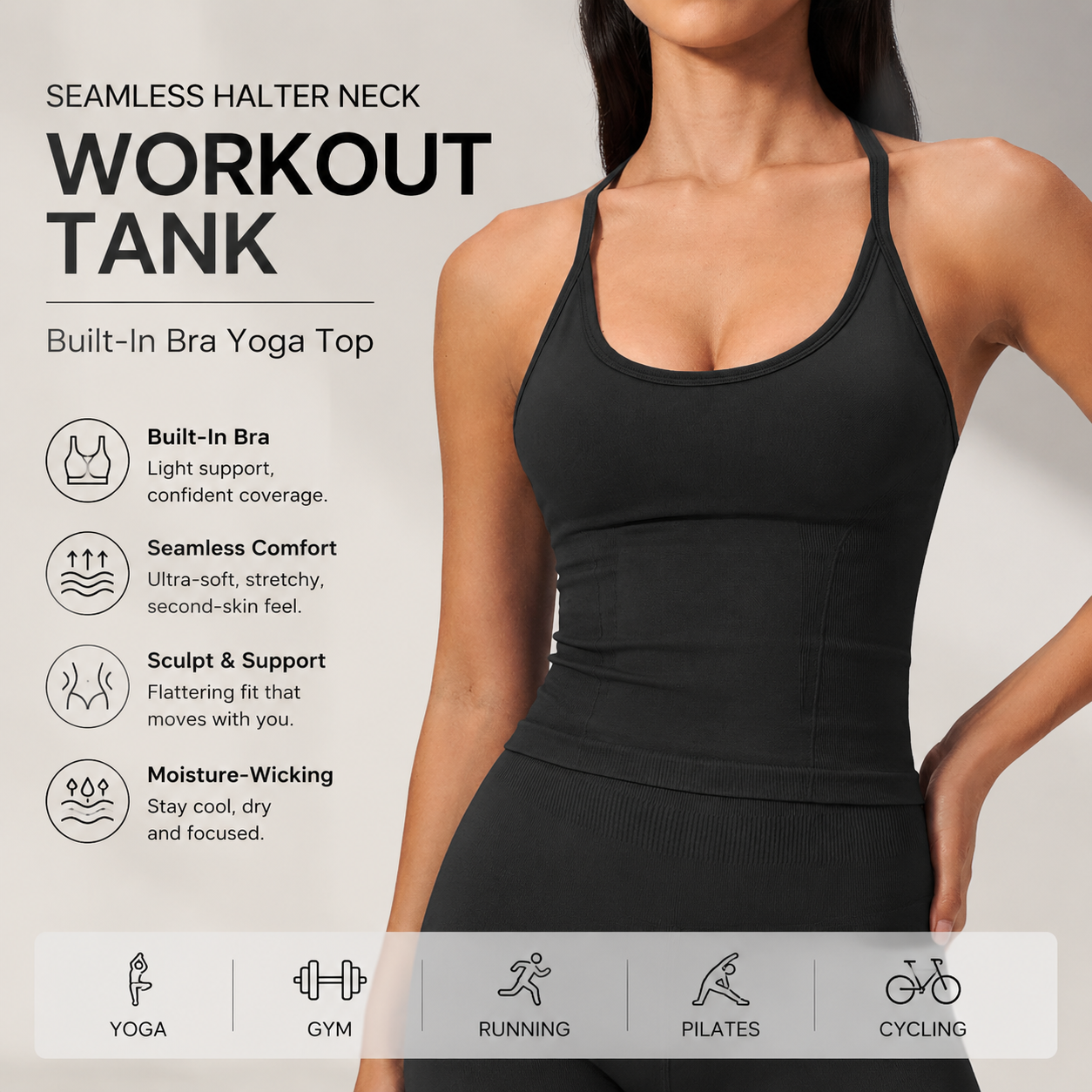 Luxury 2 in 1 Yoga Tank Top wi - T Shirt Bra Seamless 评论和价格