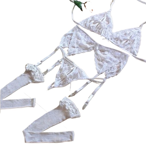 Lace Women Lingerie Set 4 Pcs  - Sheer Bra Lace 评论和价格