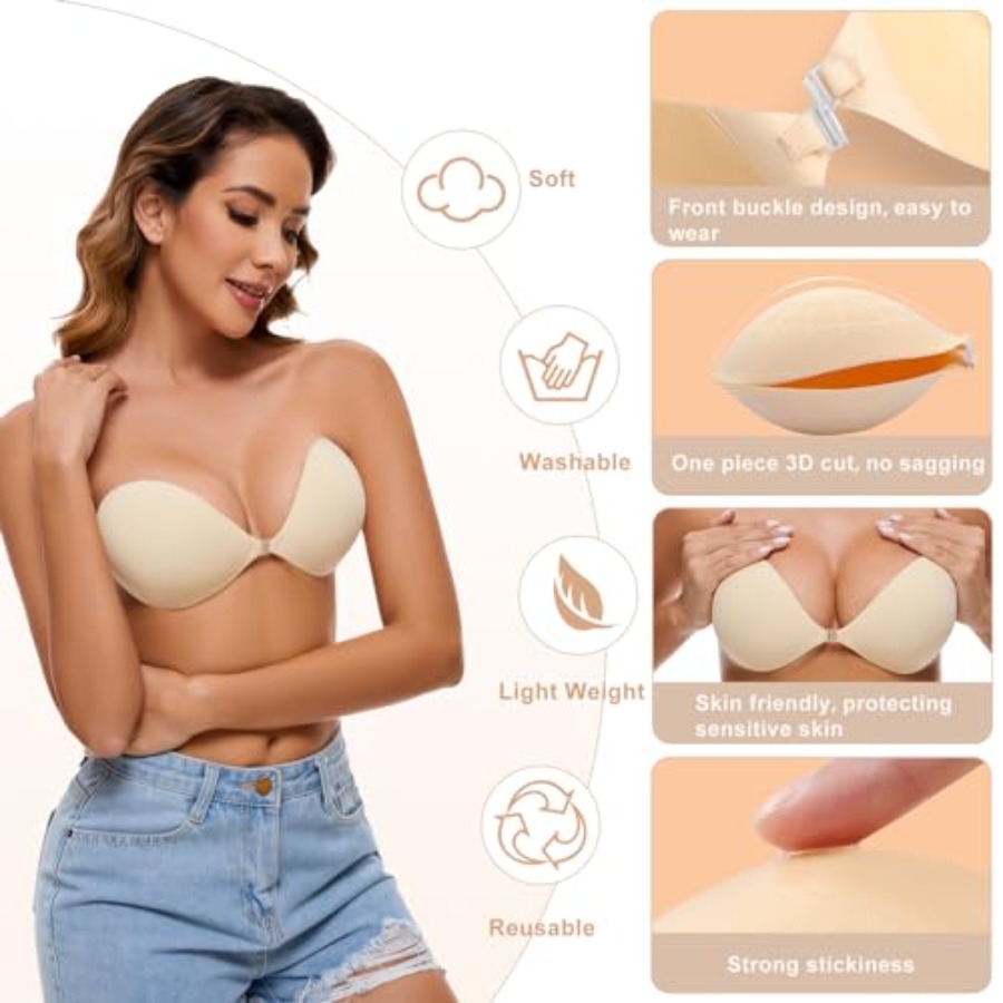 RELIRELIA Women's Sticky Self  - Push Up Bra Silicone 评论和价格