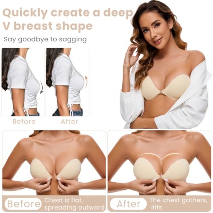 RELIRELIA Women's Sticky Self  - Push Up Bra Silicone 评论和价格